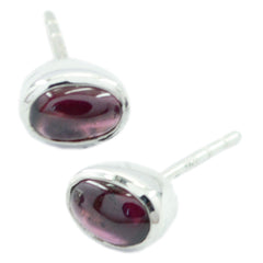 Riyo Genuine Gems oval Cabochon Red Garnet Silver Earring gift for black Friday