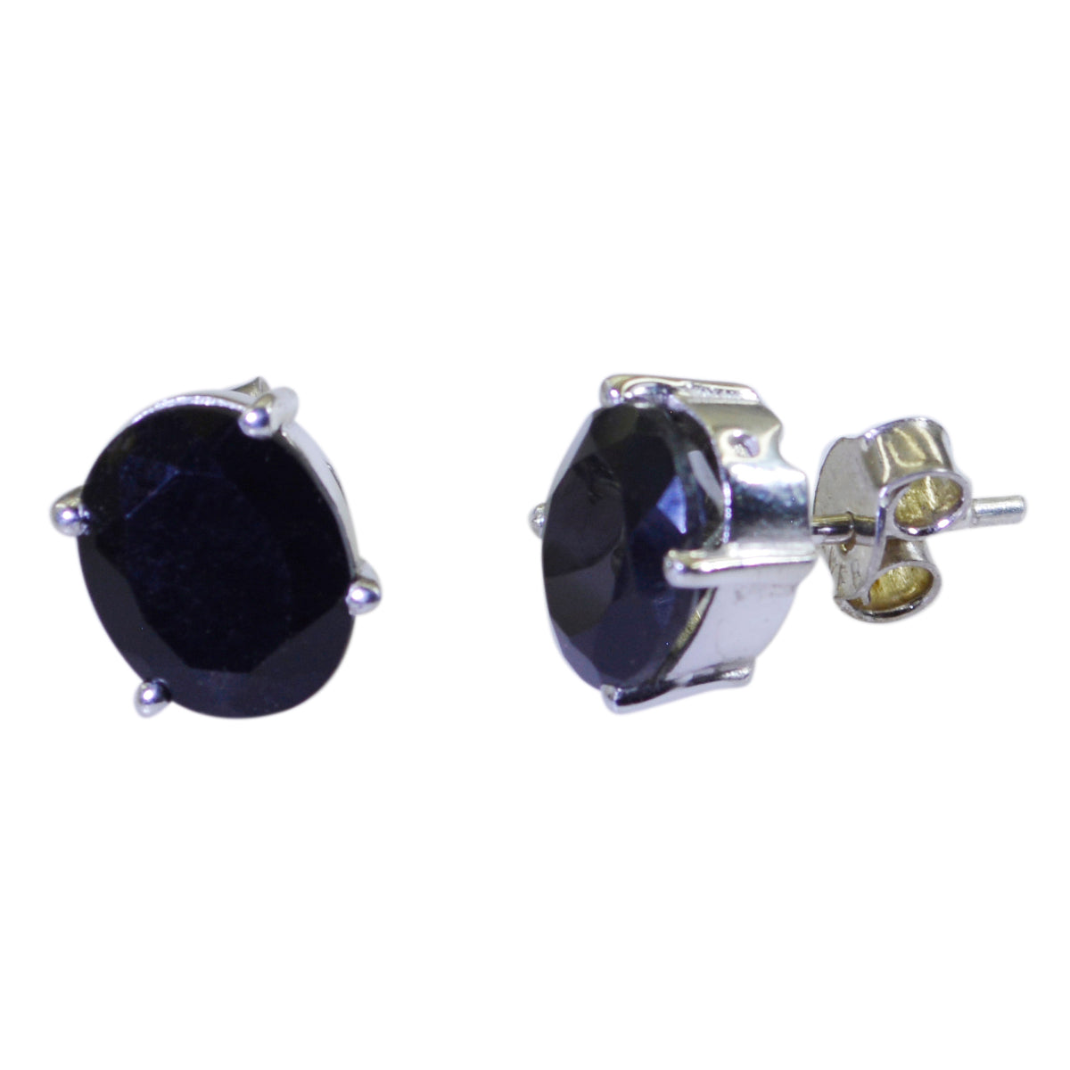 Riyo Genuine Gems oval Faceted Black Onyx Silver Earring thanks giving gift