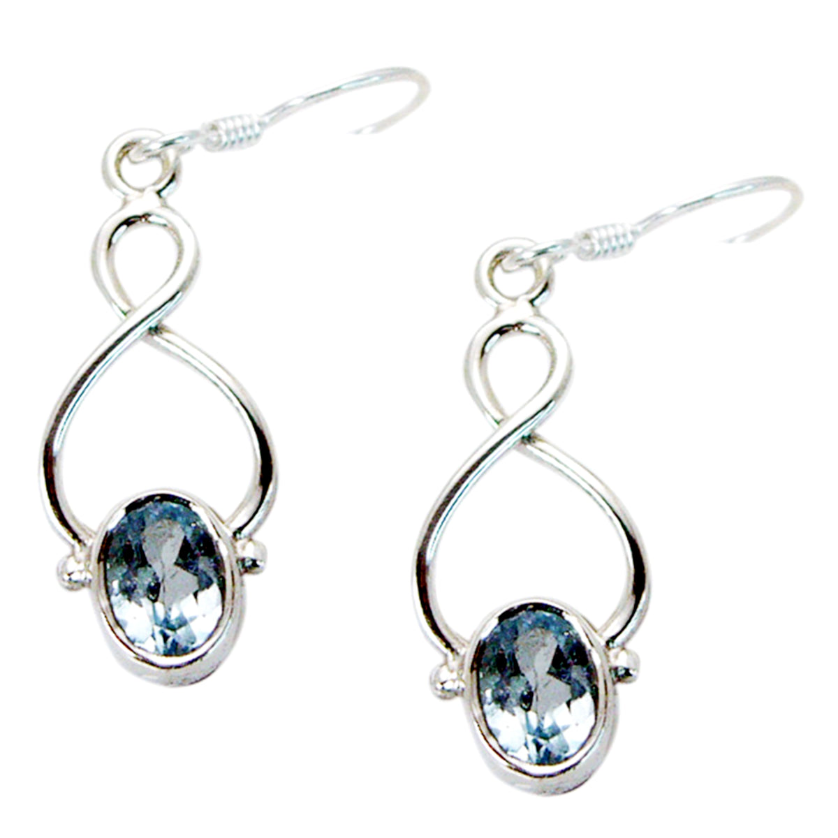 Riyo Genuine Gems oval Faceted Blue Topaz Silver Earrings thanks giving gift