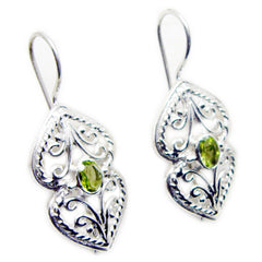 Riyo Genuine Gems oval Faceted Green Peridot Silver Earrings mother gift