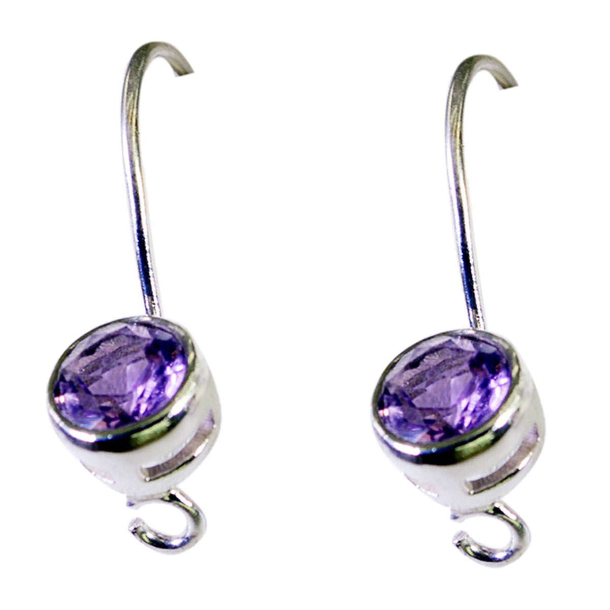 Riyo Genuine Gems oval Faceted Purple Amethyst Silver Earrings christmas day gift
