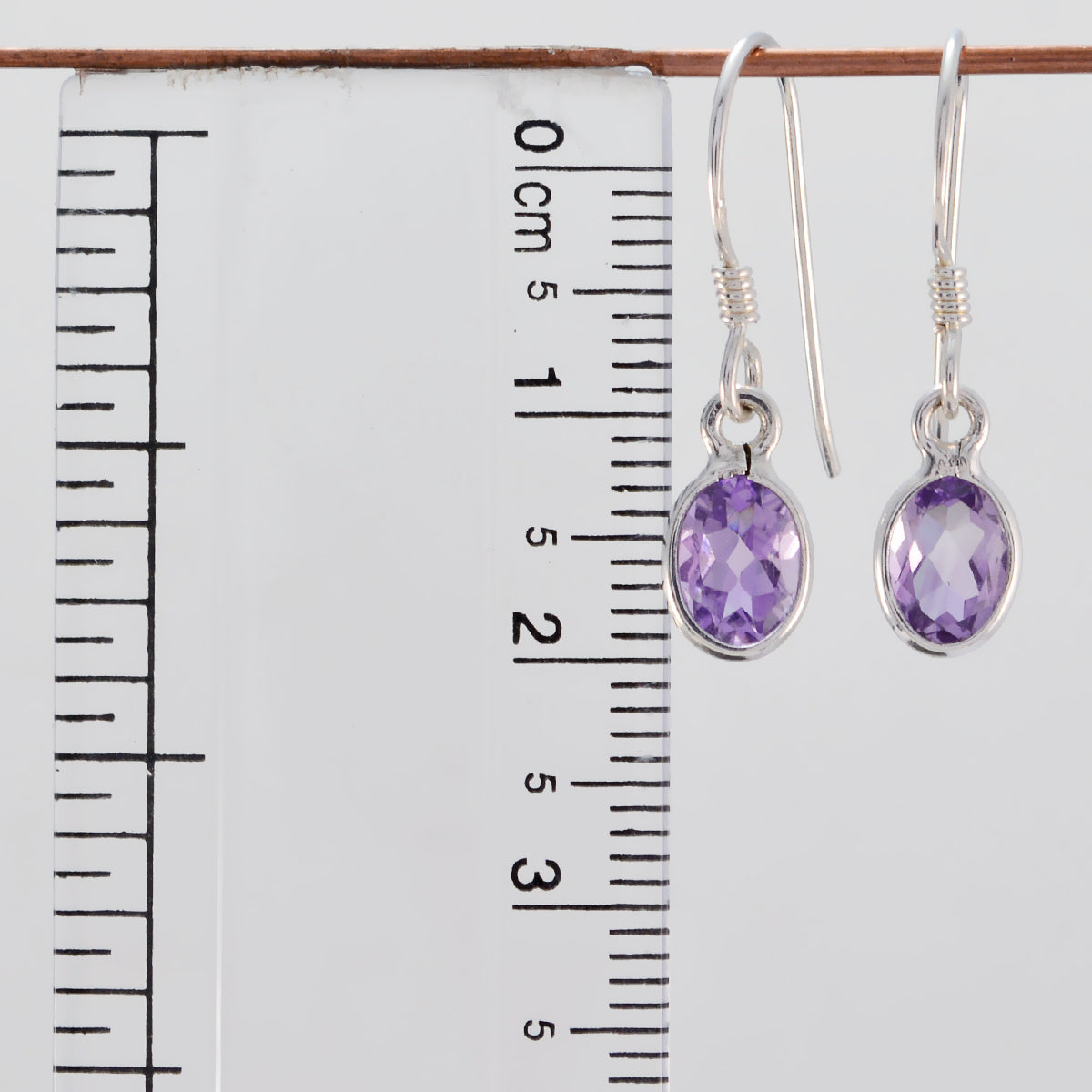 Riyo Genuine Gems oval Faceted Purple Amethyst Silver Earrings college student gift