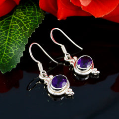 Riyo Genuine Gems oval Faceted Purple Amethyst Silver Earrings graduation gift