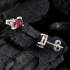 Riyo Genuine Gems oval Faceted Red Garnet Silver Earring gift for mom birthday