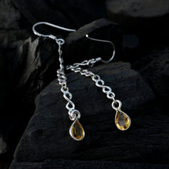 Riyo Genuine Gems oval Faceted Yellow Citrine Silver Earring daughter's day gift