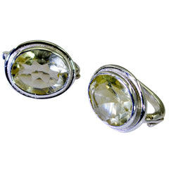 Riyo Genuine Gems oval Faceted Yellow Lemon Quartz Silver Earring gift for friendship day