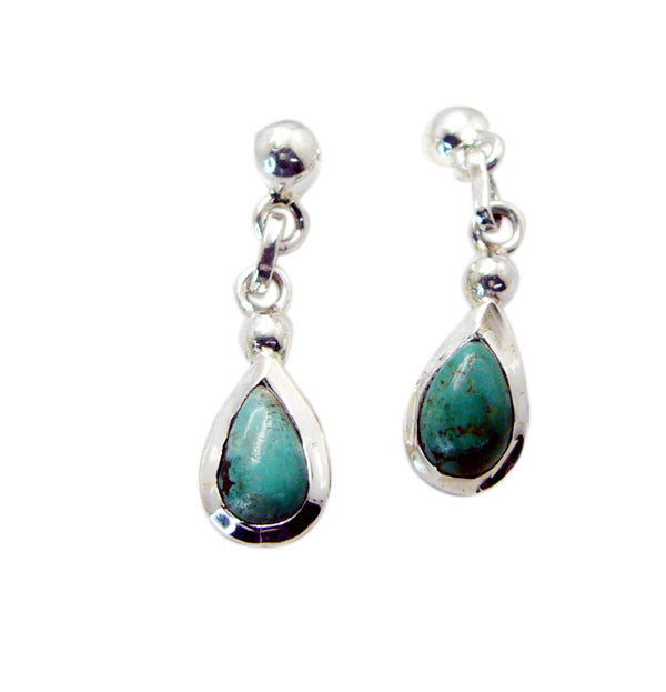 Riyo Genuine Gems pear Cabochon Multi Turquoise Silver Earring wedding gift
