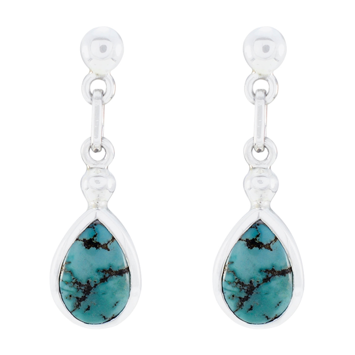 Riyo Genuine Gems pear Cabochon Multi Turquoise Silver Earrings sister gift