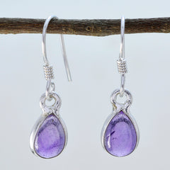 Riyo Genuine Gems pear Cabochon Purple Amethyst Silver Earring gift for college