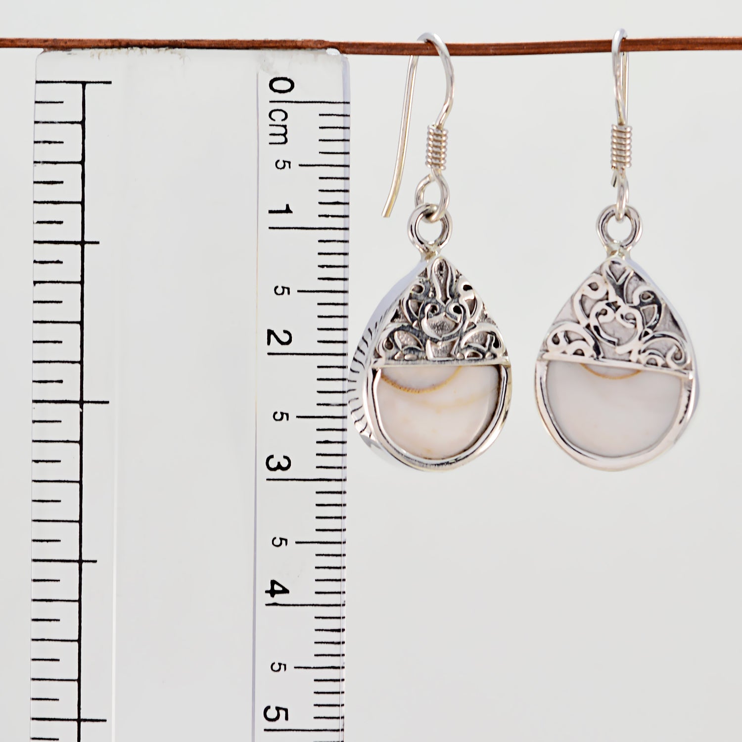 Riyo Genuine Gems pear Cabochon White Pearl Silver Earrings christmas gift