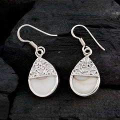 Riyo Genuine Gems pear Cabochon White Pearl Silver Earrings christmas gift