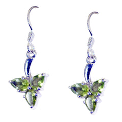 Riyo Genuine Gems pear Faceted Green Peridot Silver Earring gift for boxing day