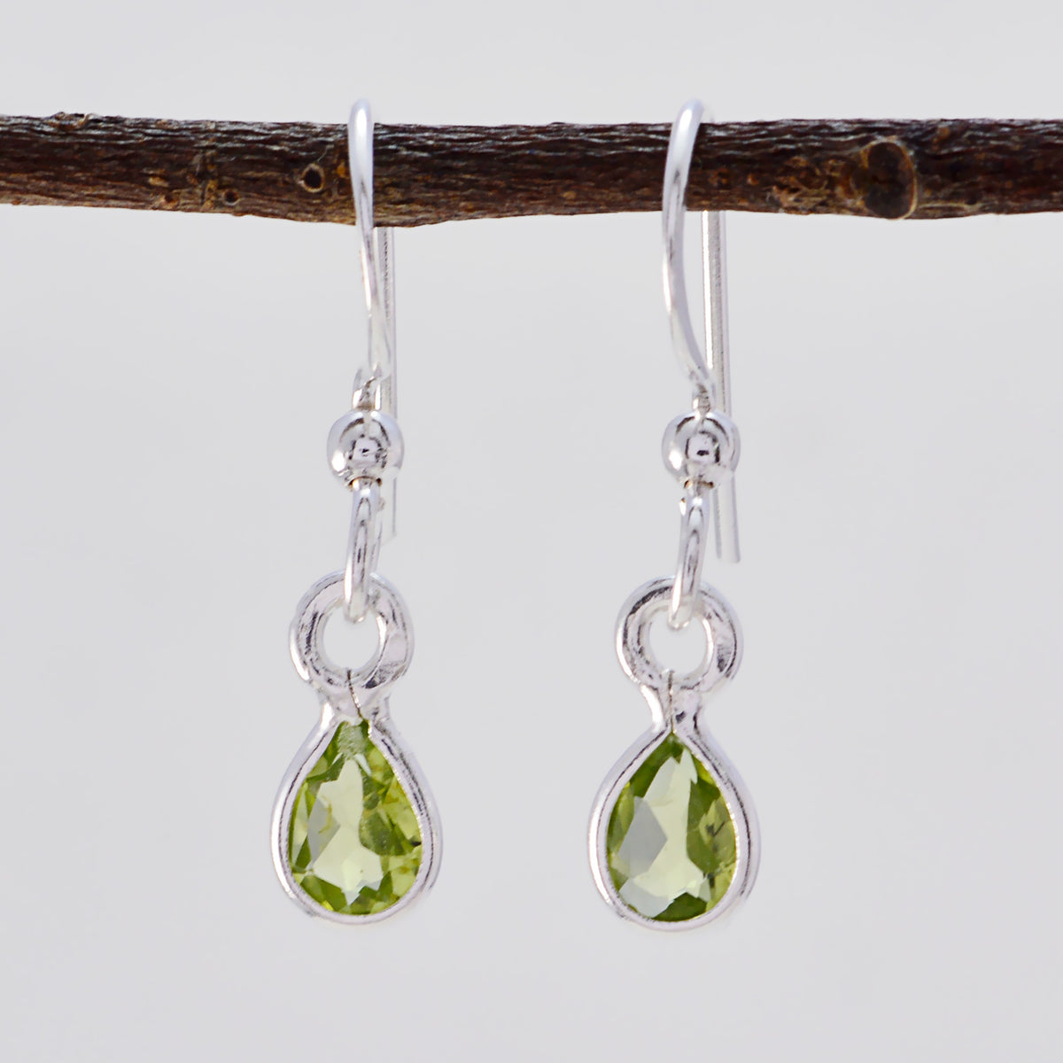 Riyo Genuine Gems pear Faceted Green Peridot Silver Earrings thanks giving gift