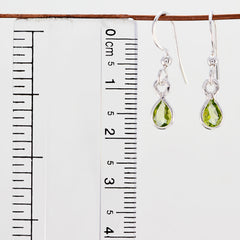 Riyo Genuine Gems pear Faceted Green Peridot Silver Earrings thanks giving gift