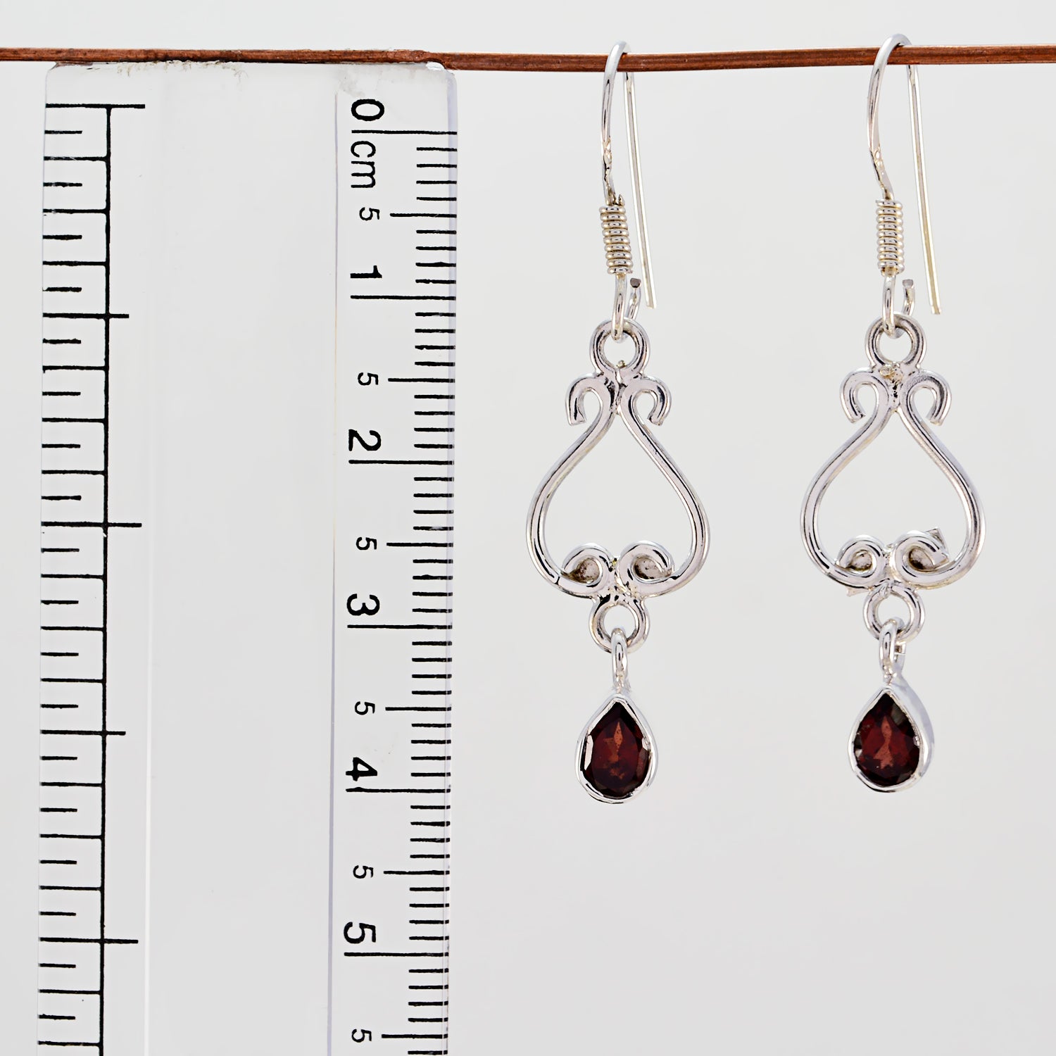 Riyo Genuine Gems pear Faceted Red Garnet Silver Earrings frinendship day gift