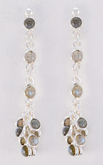 Riyo Genuine Gems round Cabochon Grey Labradorite Silver Earrings college student gift