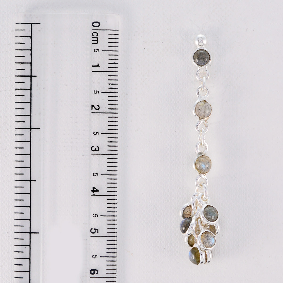 Riyo Genuine Gems round Cabochon Grey Labradorite Silver Earrings college student gift