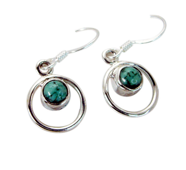 Riyo Genuine Gems round Cabochon Multi Turquoise Silver Earring good Friday gift