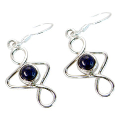 Riyo Genuine Gems round Cabochon Nevy Blue Lapis Lazuli Silver Earrings engagement gift