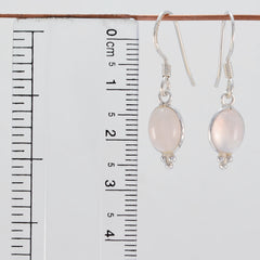 Riyo Genuine Gems round Cabochon Pink Rose Quartz Silver Earrings gift for new years day