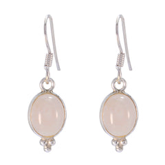 Riyo Genuine Gems round Cabochon Pink Rose Quartz Silver Earrings gift for new years day