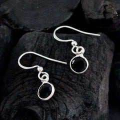 Riyo Genuine Gems round Faceted Black Onyx Silver Earrings wedding gift