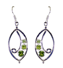 Riyo Genuine Gems round Faceted Green Peridot Silver Earrings graduation gift