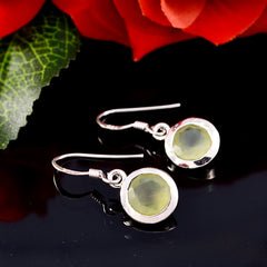 Riyo Genuine Gems round Faceted Light Green Prehnite Silver Earring gift for new years day