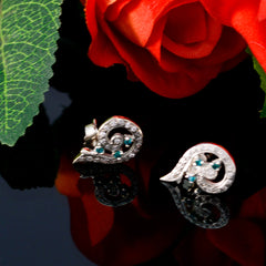 Riyo Genuine Gems round Faceted Multi Multi CZ Silver Earrings teacher's day gift
