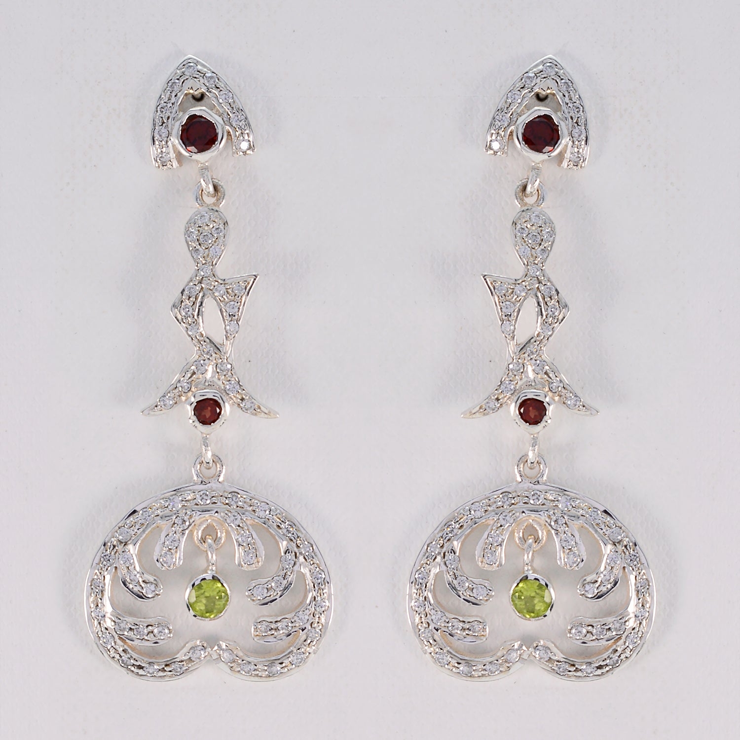 Riyo Genuine Gems round Faceted Multi Multi Stone Silver Earring gift for cyber Monday