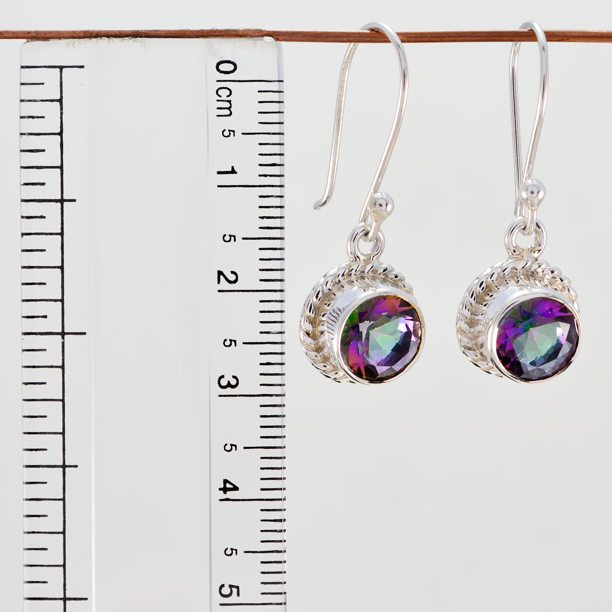 Riyo Genuine Gems round Faceted Multi Mystic Quartz Silver Earrings moms day gift