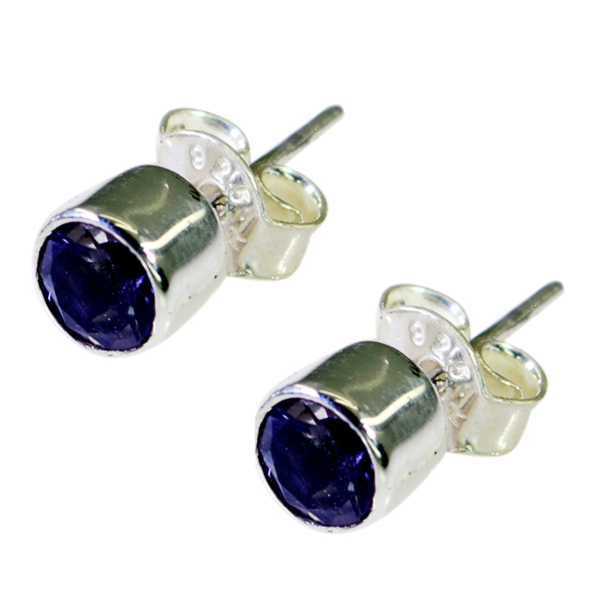 Riyo Genuine Gems round Faceted Purple Amethyst Silver Earrings frinendship day gift