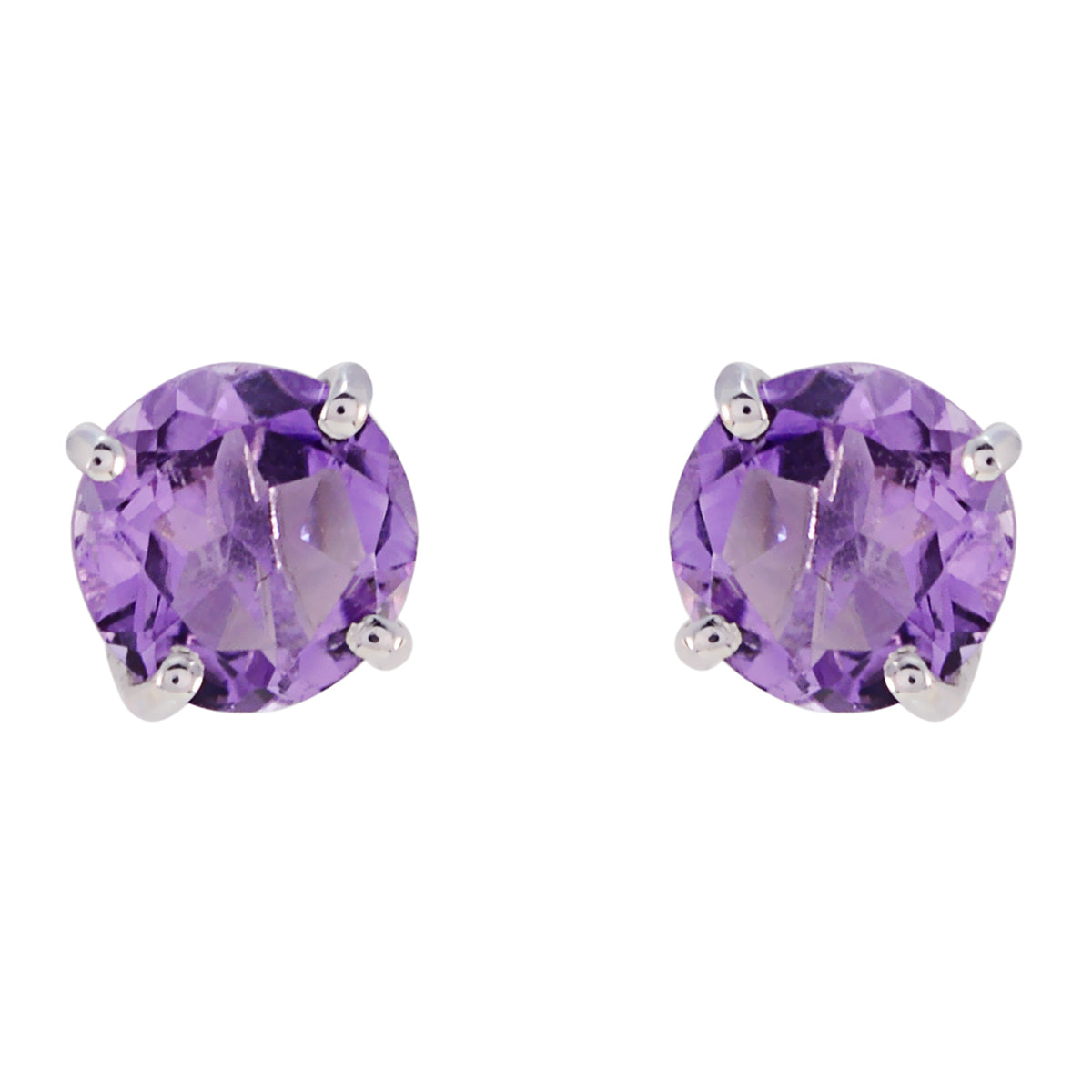 Riyo Genuine Gems round Faceted Purple Amethyst Silver Earrings gift for mom