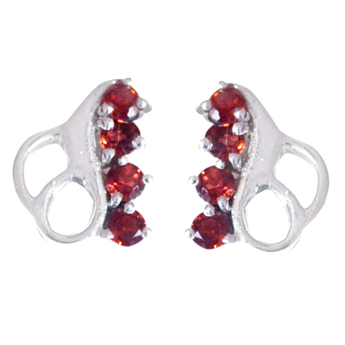 Riyo Genuine Gems round Faceted Red Garnet Silver Earrings gift for christmas day