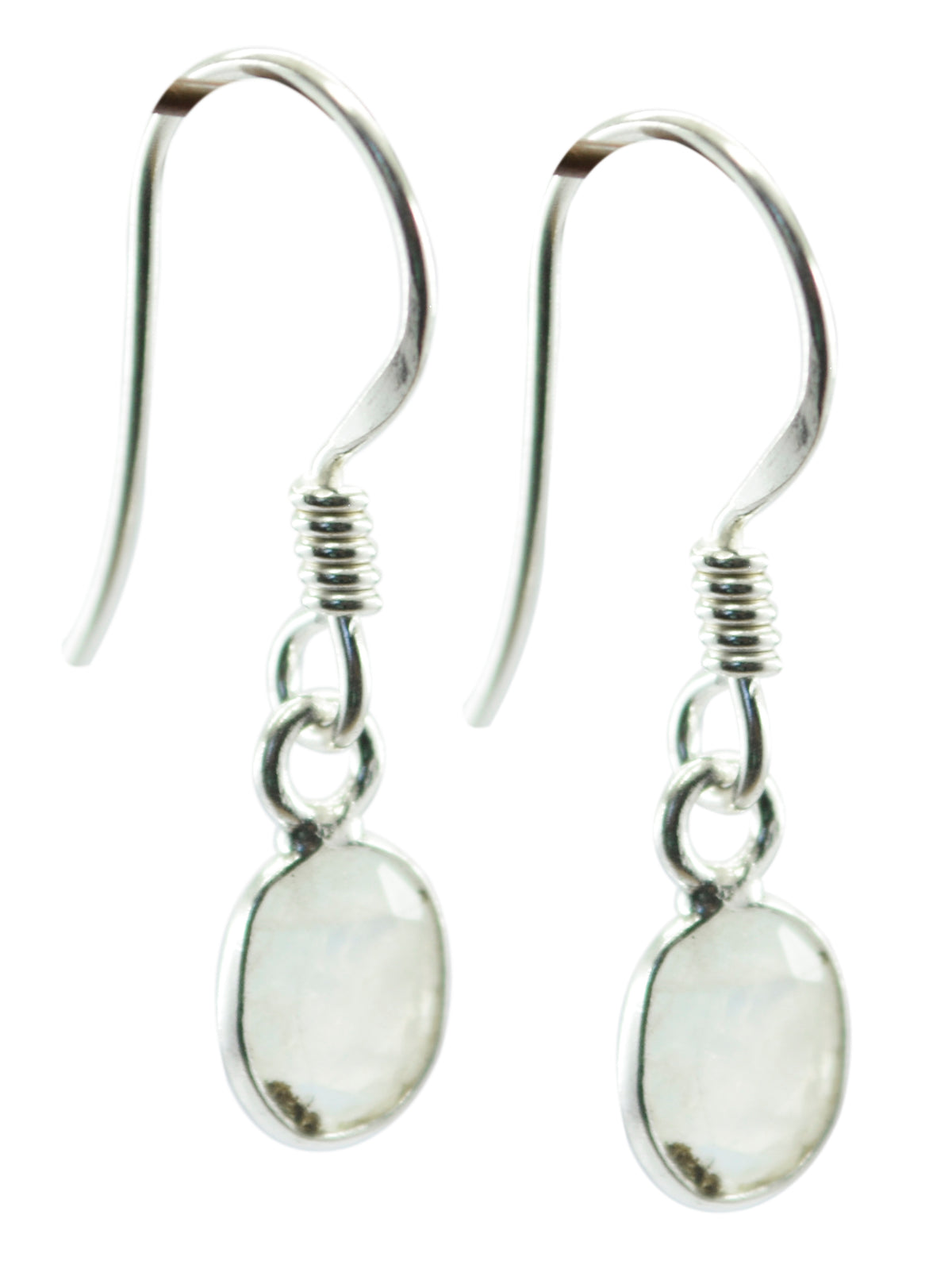 Riyo Genuine Gems round Faceted White Rainbow Moonstone Silver Earrings gift for boxing day