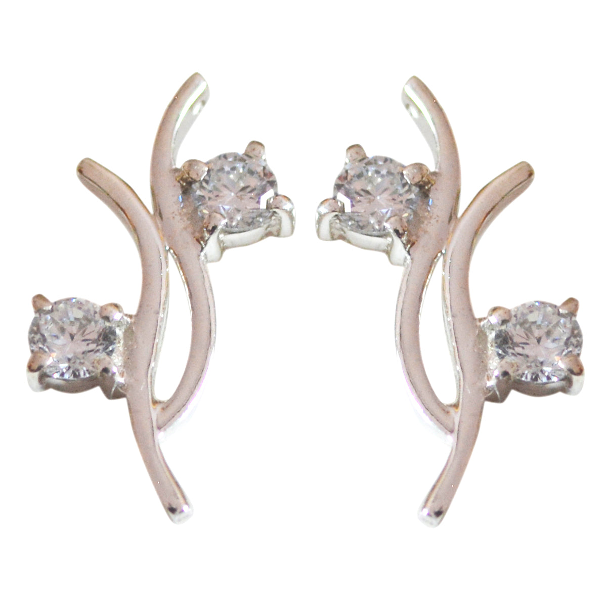Riyo Genuine Gems round Faceted White White CZ Silver Earrings gift for easter Sunday