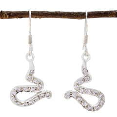 Riyo Genuine Gems round Faceted White White CZ Silver Earrings gift for halloween