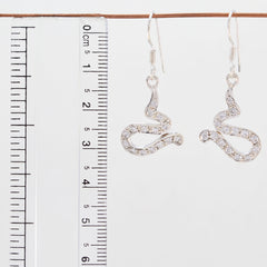 Riyo Genuine Gems round Faceted White White CZ Silver Earrings gift for halloween