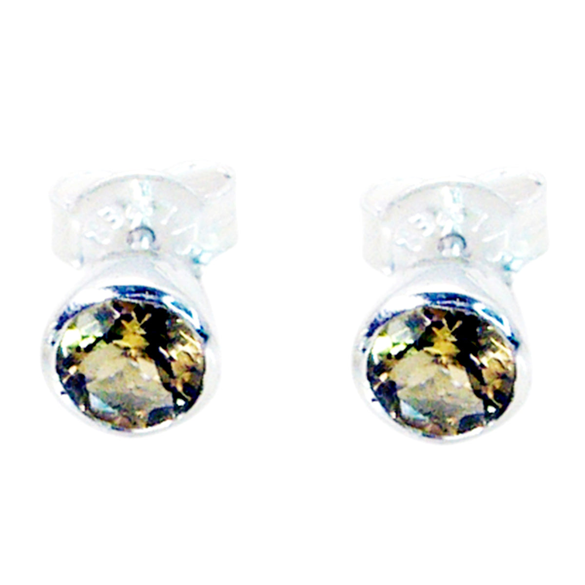 Riyo Genuine Gems round Faceted Yellow Citrine Silver Earring christmas gifts