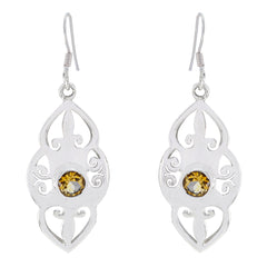 Riyo Genuine Gems round Faceted Yellow Citrine Silver Earring st. patricks day gift