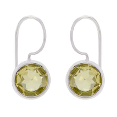 Riyo Genuine Gems round Faceted Yellow Lemon Quartz Silver Earring mom birthday gift