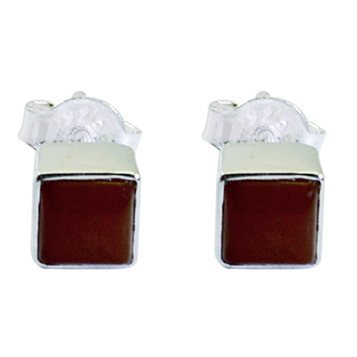 Riyo Genuine Gems square Cabochon Red Onyx Silver Earring gift for mom