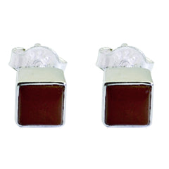 Riyo Genuine Gems square Cabochon Red Onyx Silver Earring gift for mom