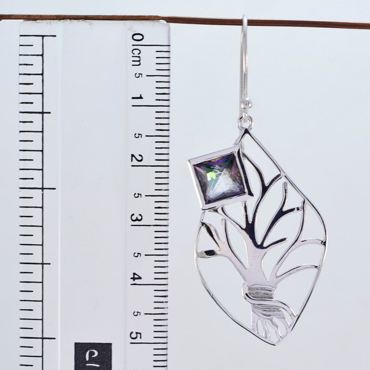 Riyo Genuine Gems square Faceted Multi Mystic Quartz Silver Earring mom gift