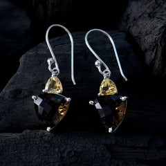 Riyo Genuine Gems trillion Checker Multi Multi Stone Silver Earrings anniversary gift