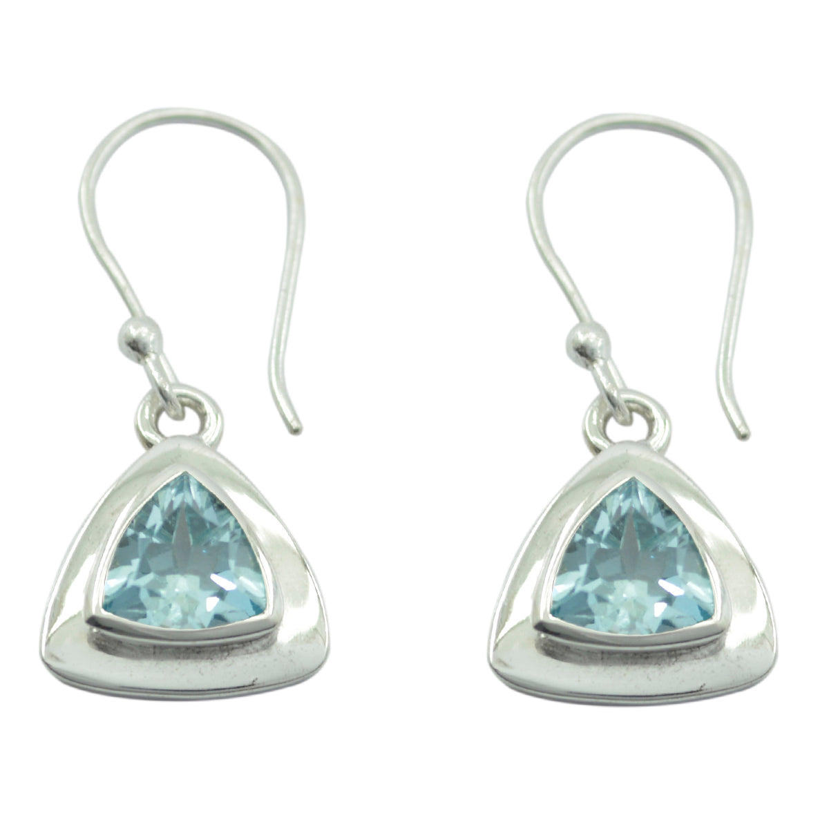 Riyo Genuine Gems trillion Faceted Blue Topaz Silver Earrings gift for halloween