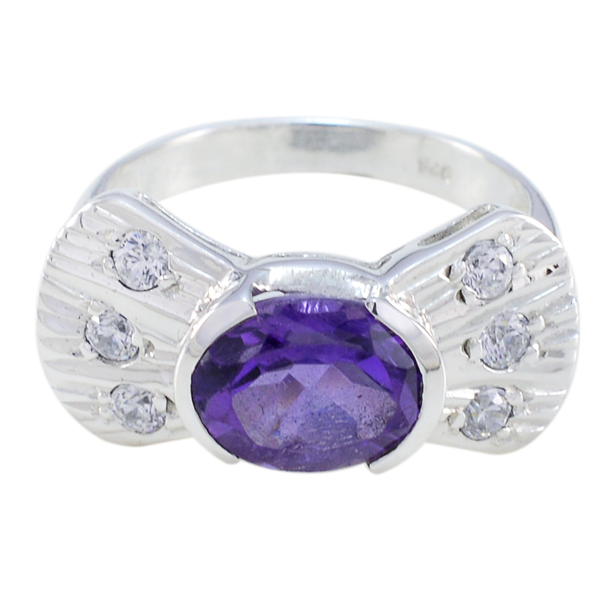 Riyo Genuine Gemstone Amethyst Sterling Silver Ring Dog Jewelry