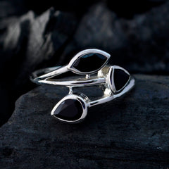 Riyo Genuine Gemstone Black Onyx Silver Rings Jewelry Design School