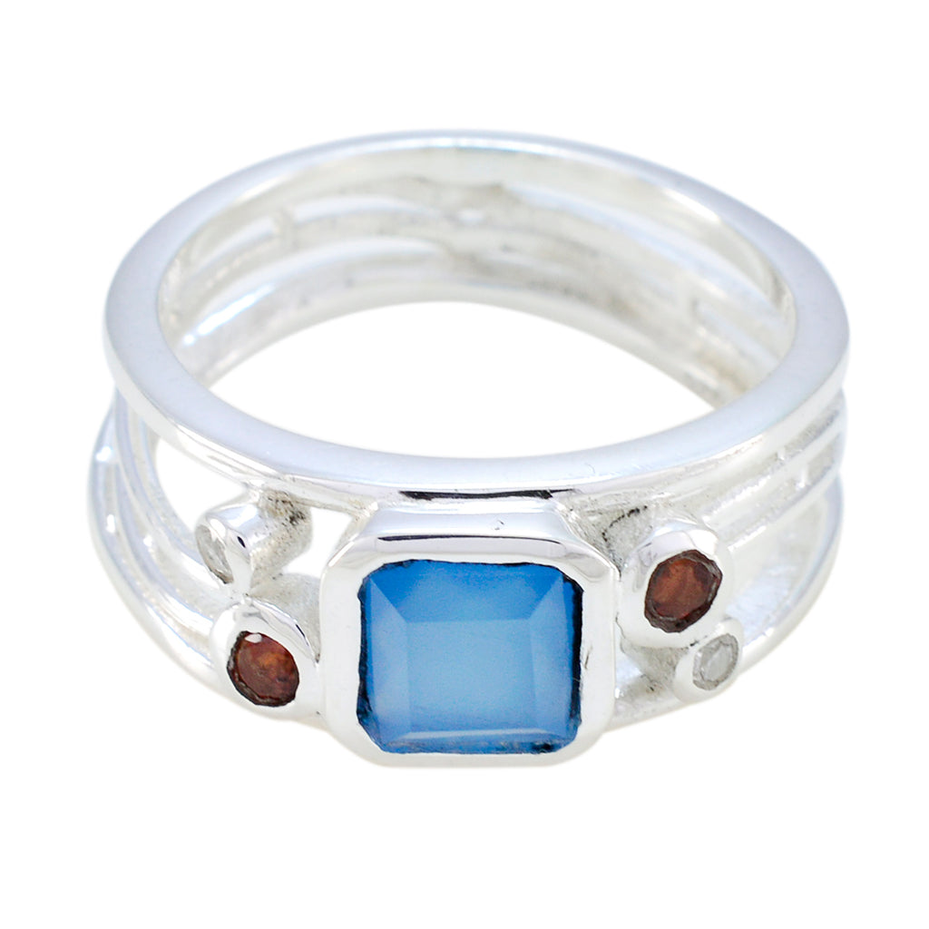 Riyo Genuine Gemstones Chalcedony 925 Silver Rings Rainbow Jewelry