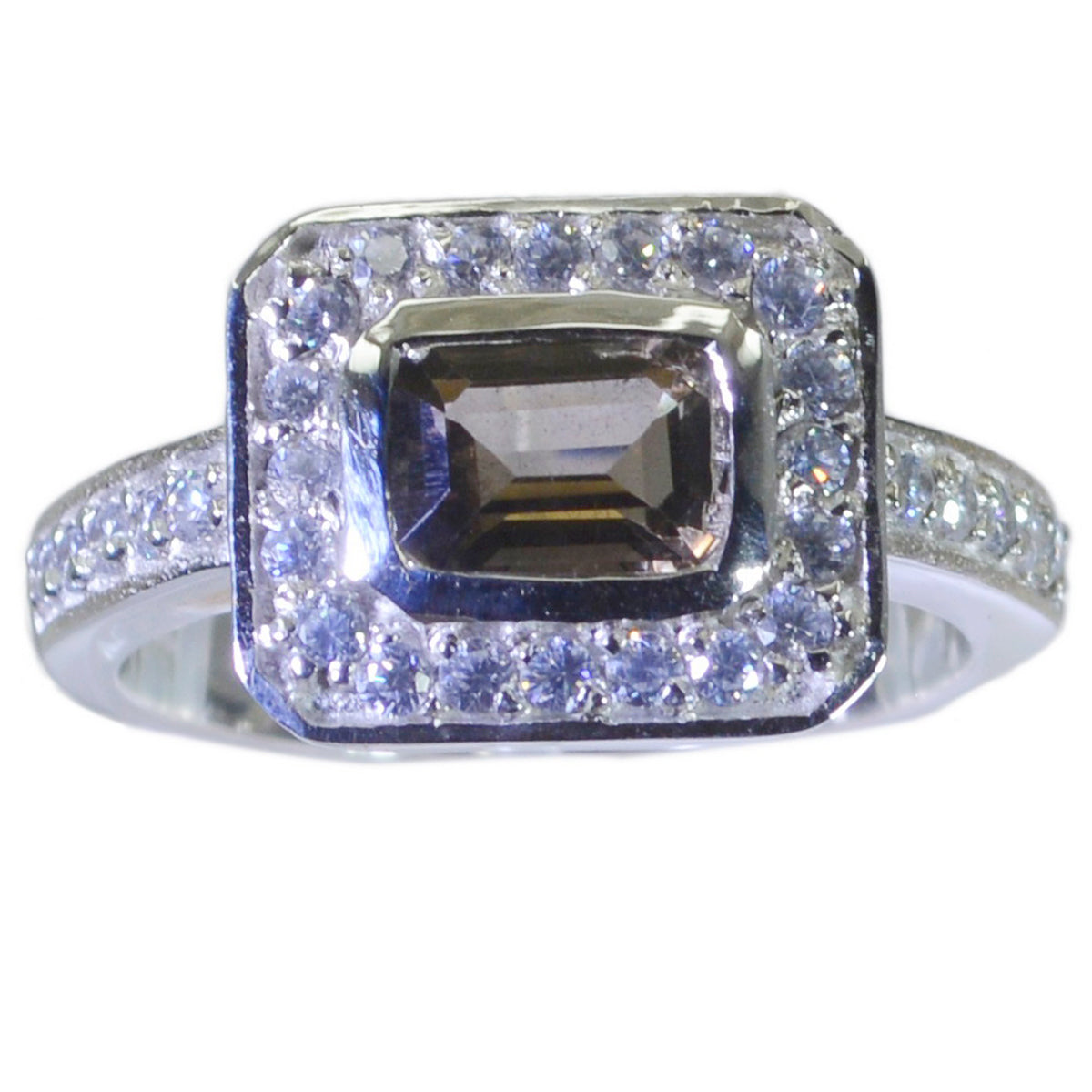Riyo Genuine Gemstones Smoky Quartz Solid Silver Ring Ledies Jewelry